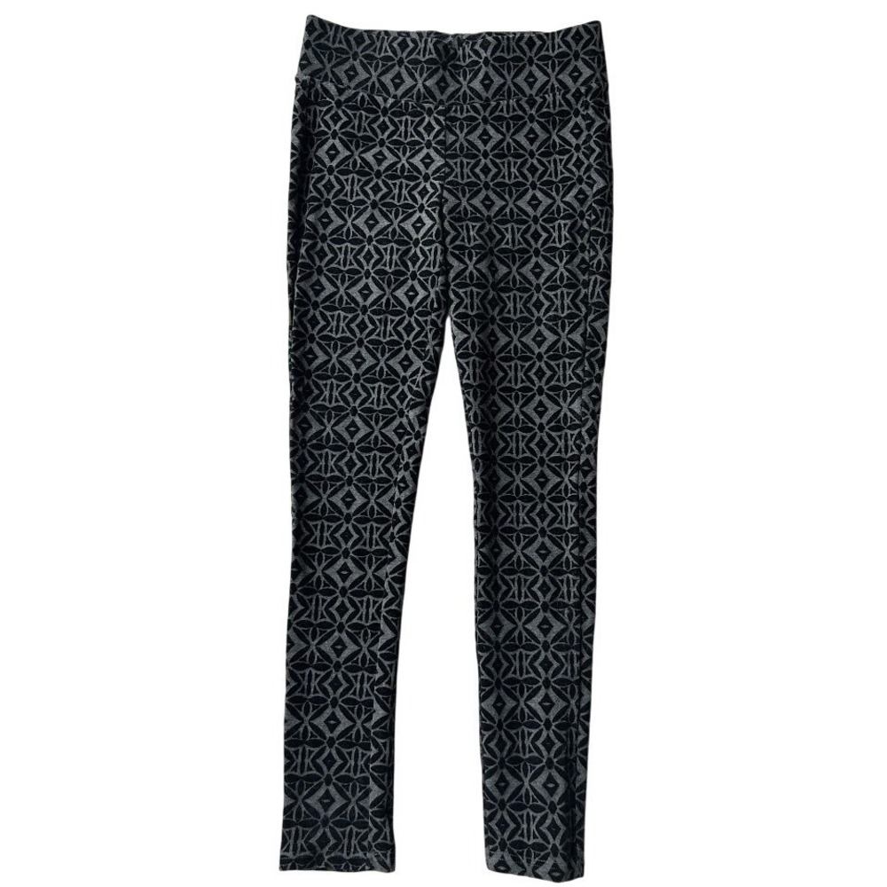 Copper‎ Key Womens Gray Black Geometric Flocked Knit Leggings Pants Size M